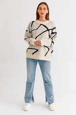Meant To Be Abstract Pattern Oversized Sweater Top