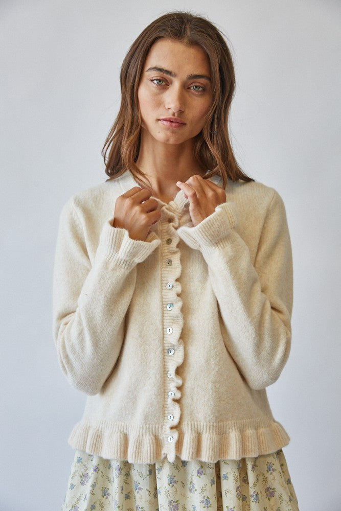 Ruffle Me Cozy Knit Cardigan