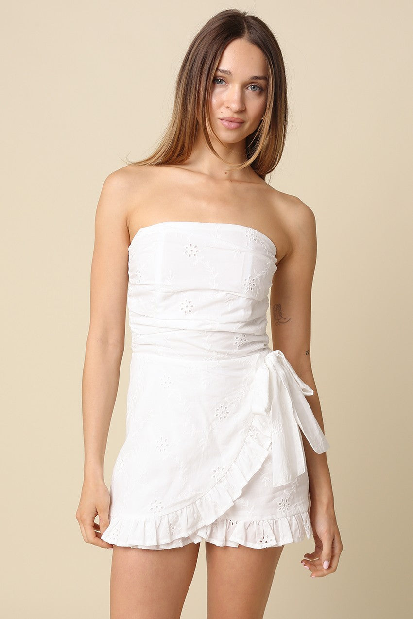 mini dress romper Alessia Strapless Wrap Romper – Brightside Boutique