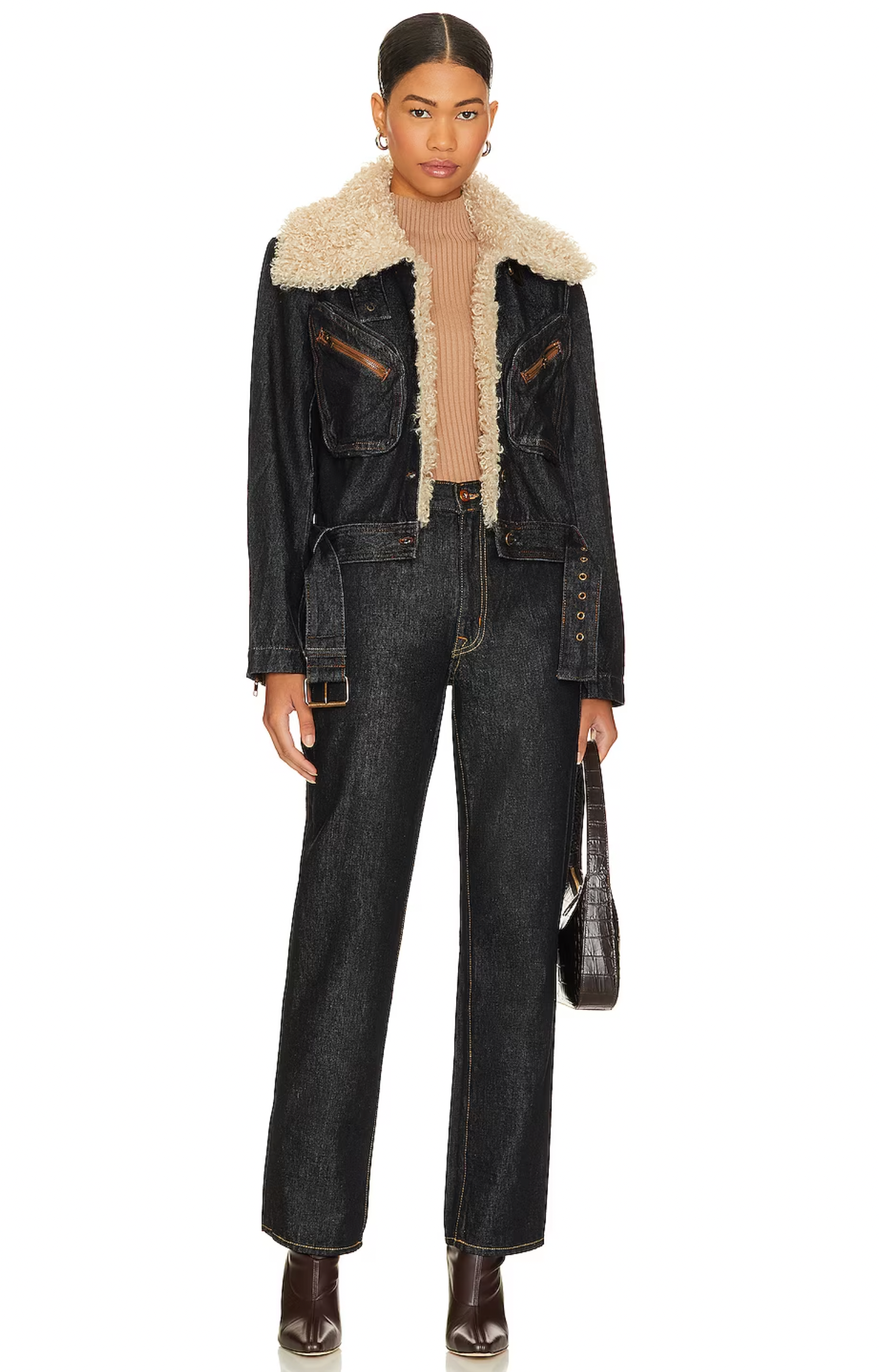 Steve madden on sale faux shearling jacket