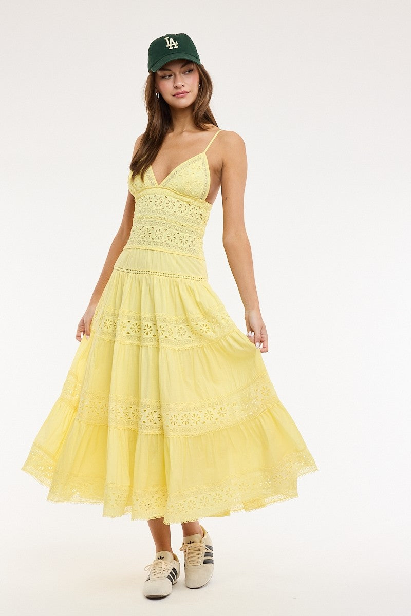 Classic Floral Lace Midi Dress