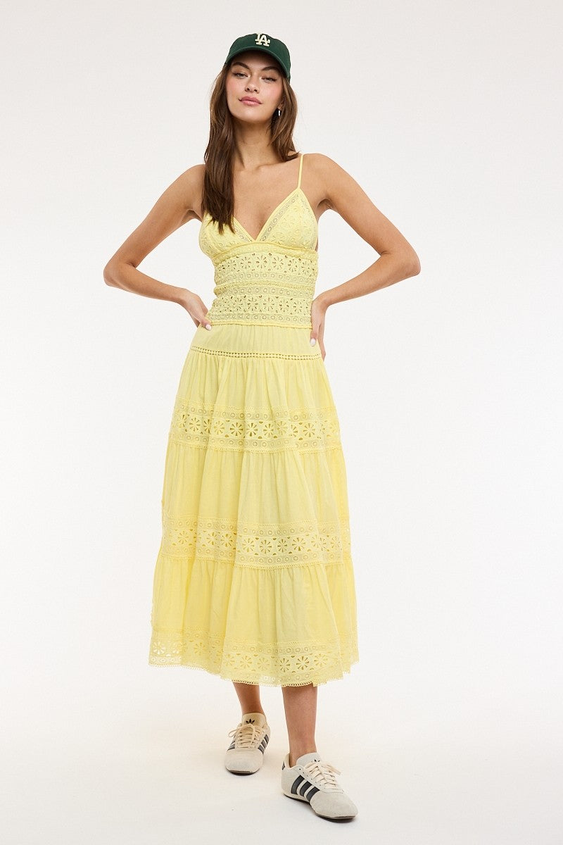 Classic Floral Lace Midi Dress