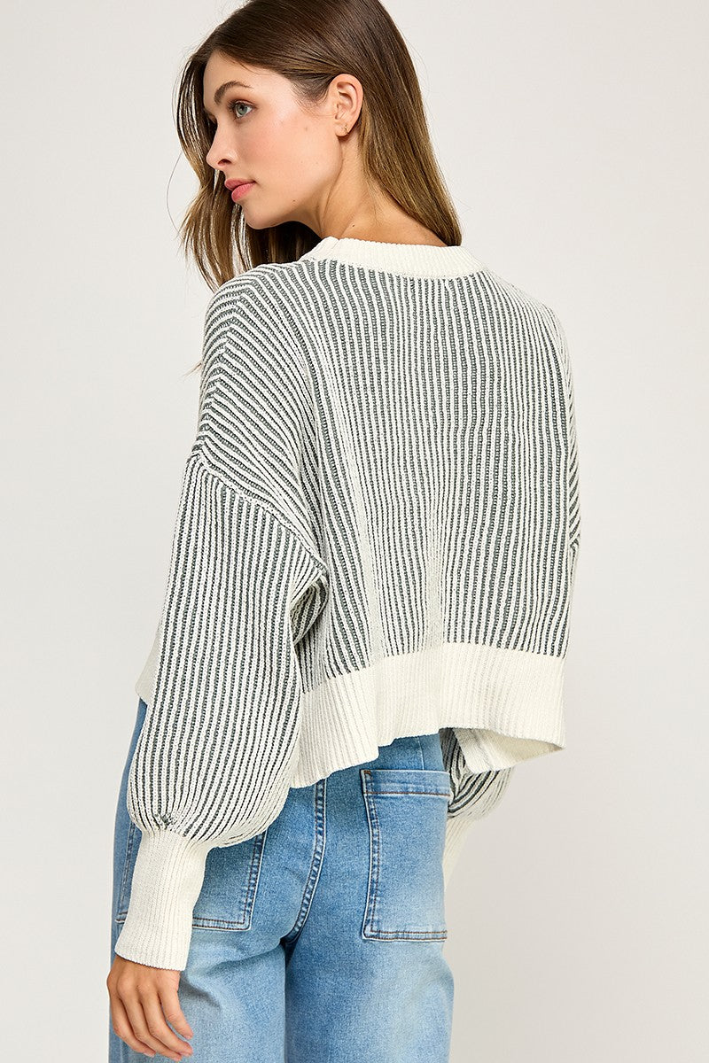 Pure Form Ribbed Sleeve Sweater