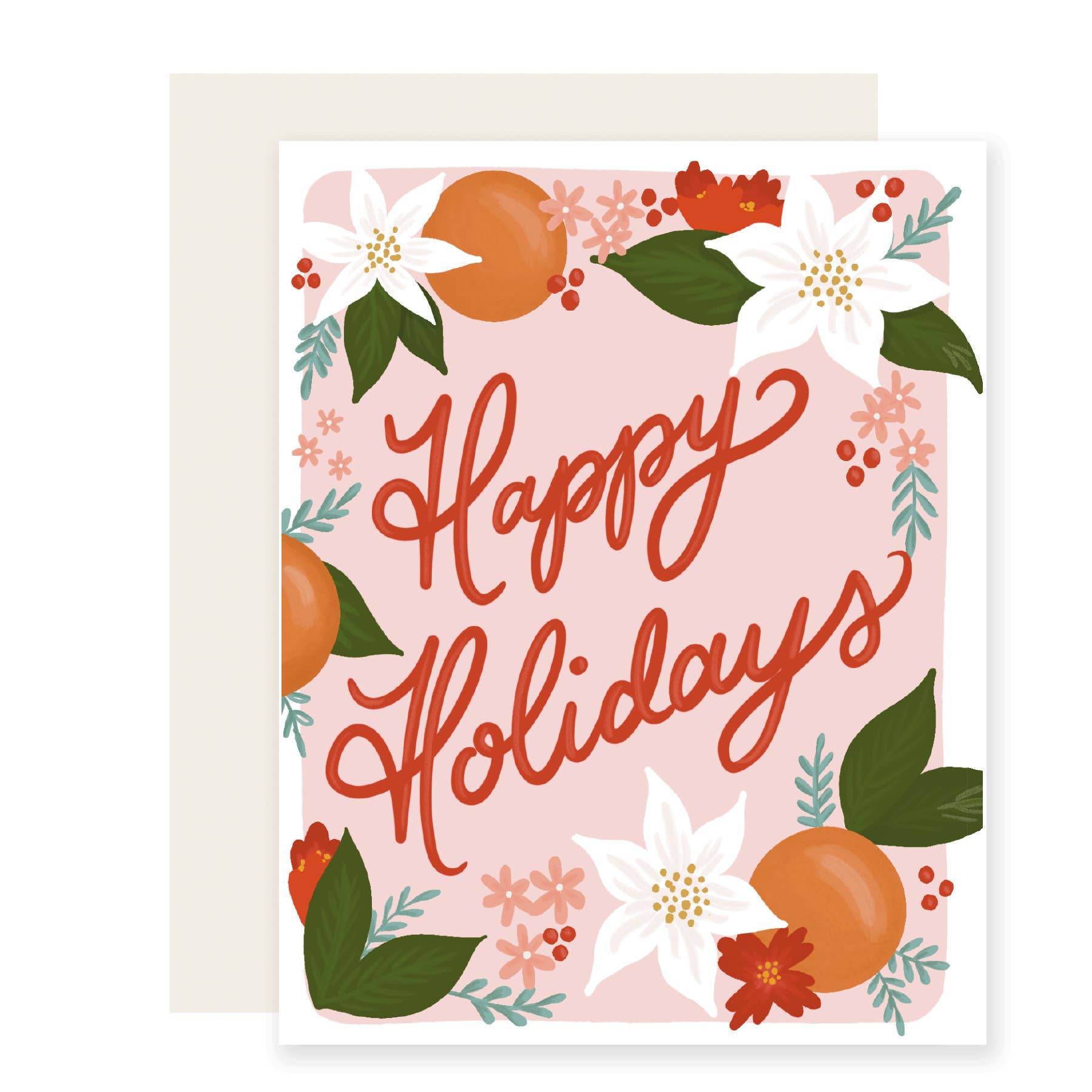 Orange Floral Holiday Card