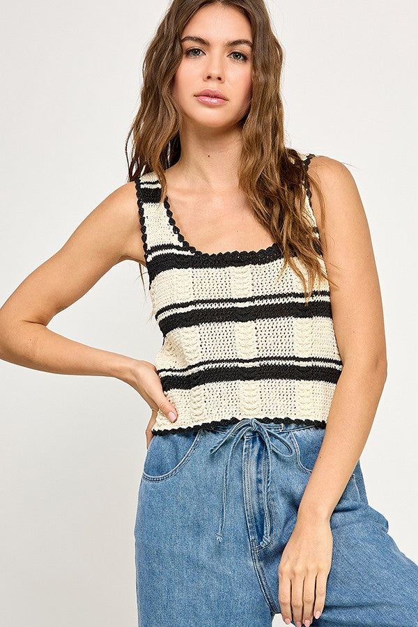 Thread Pop Contrast Knit Tank Top