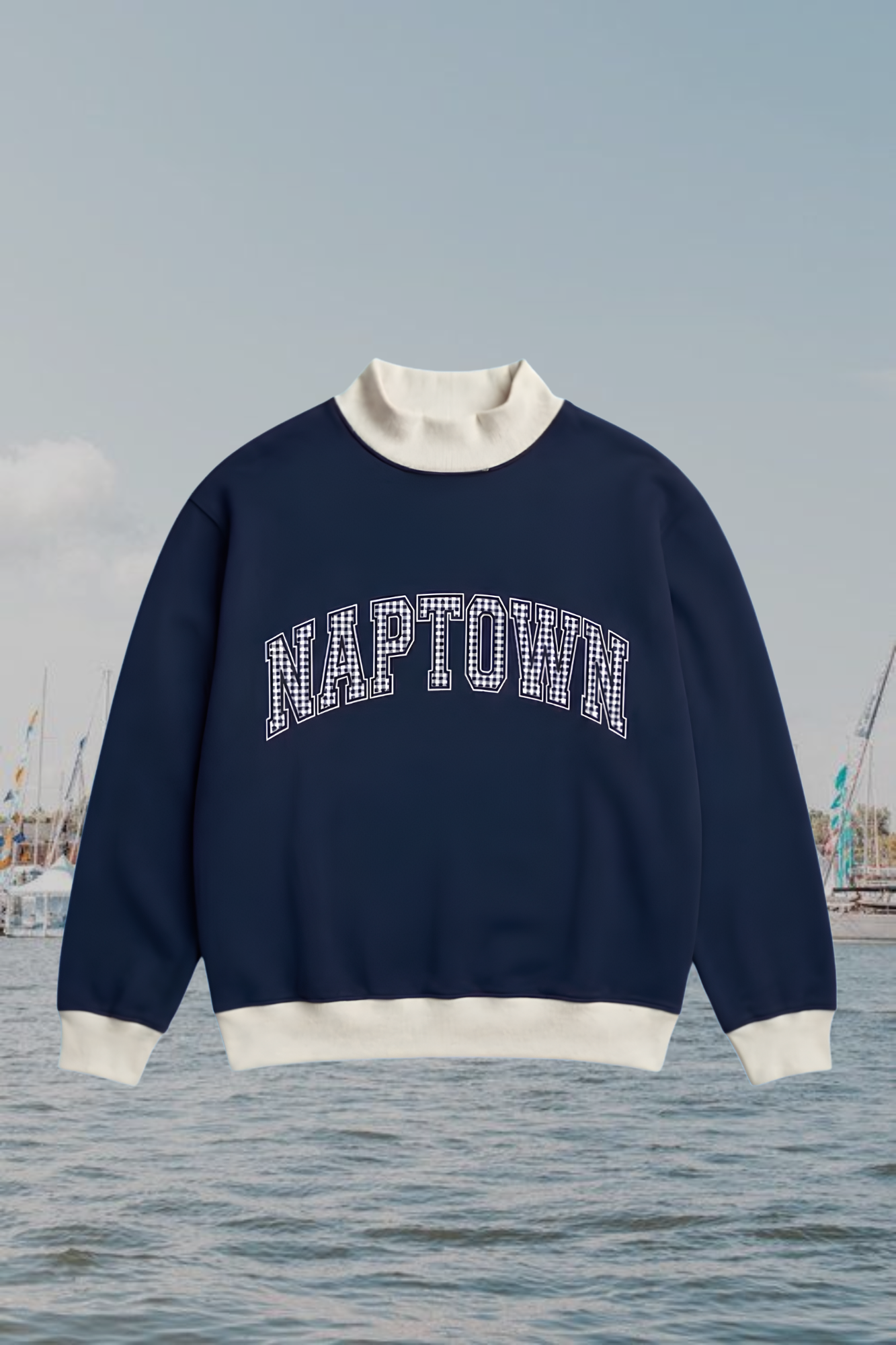 Naptown Gingham Embroidered Mock Neck Preorder
