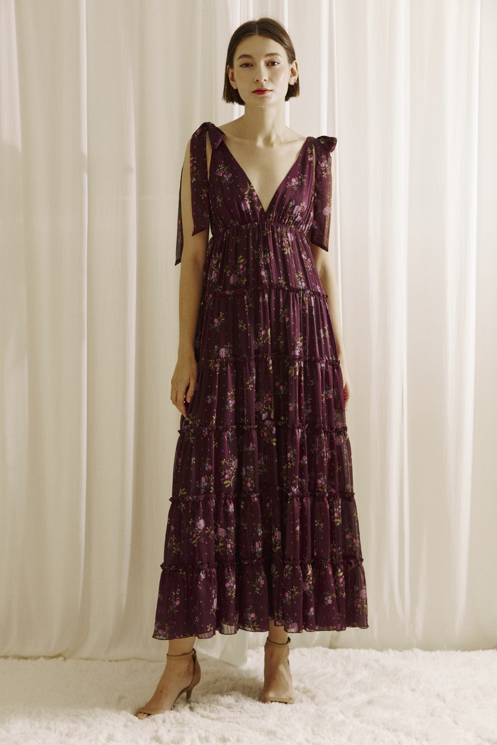 The Meadow Ruffle Midi Dress