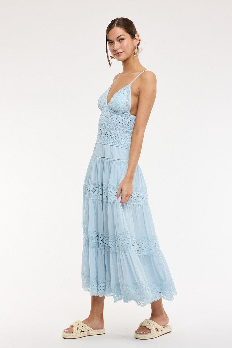 Classic Floral Lace Midi Dress