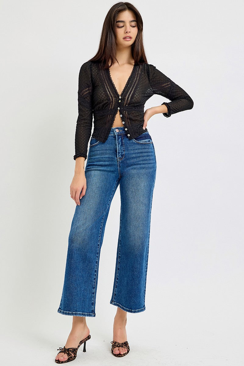 High Rise Crop Wide Leg Jeans