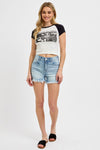 Uptown Rise Denim Shorts