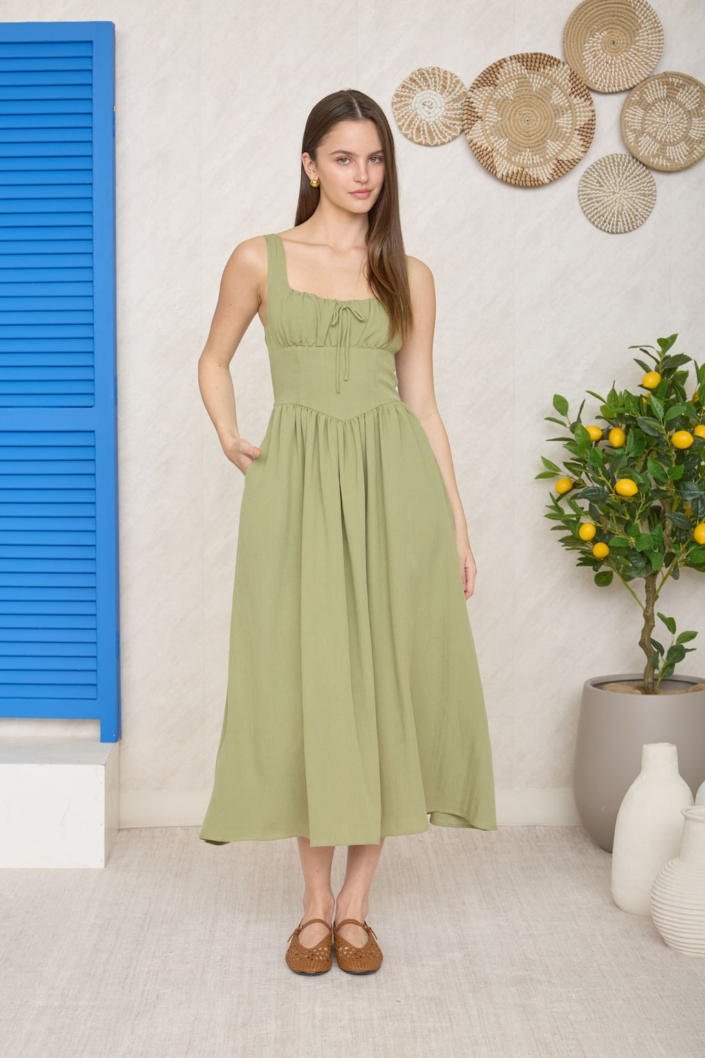 Flirty Knot Corset Midi Dress