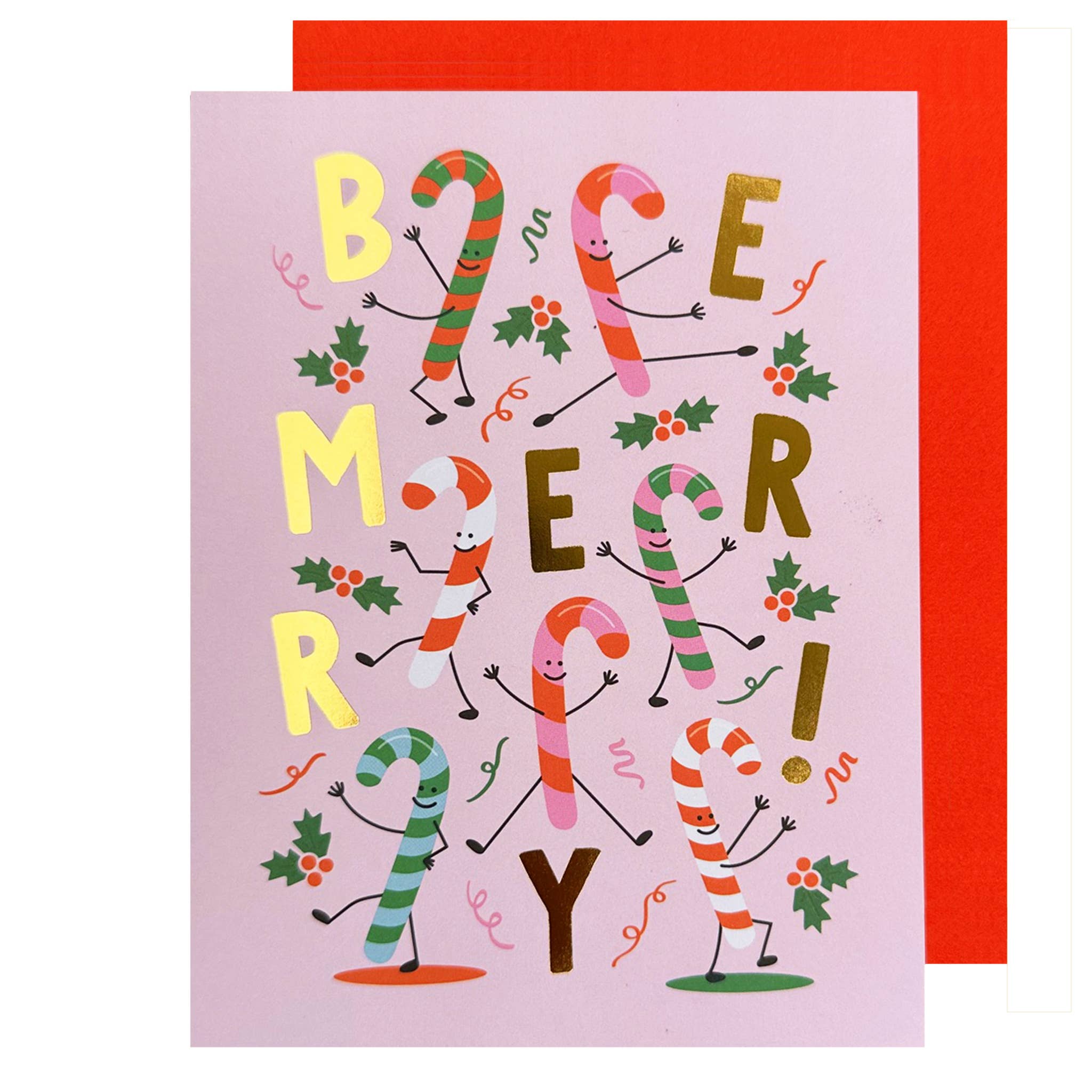 Be Merry Candy Canes Christmas Card
