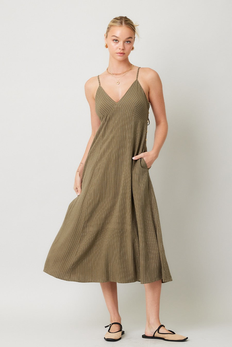 Oceanfolk Linen Midi Dress