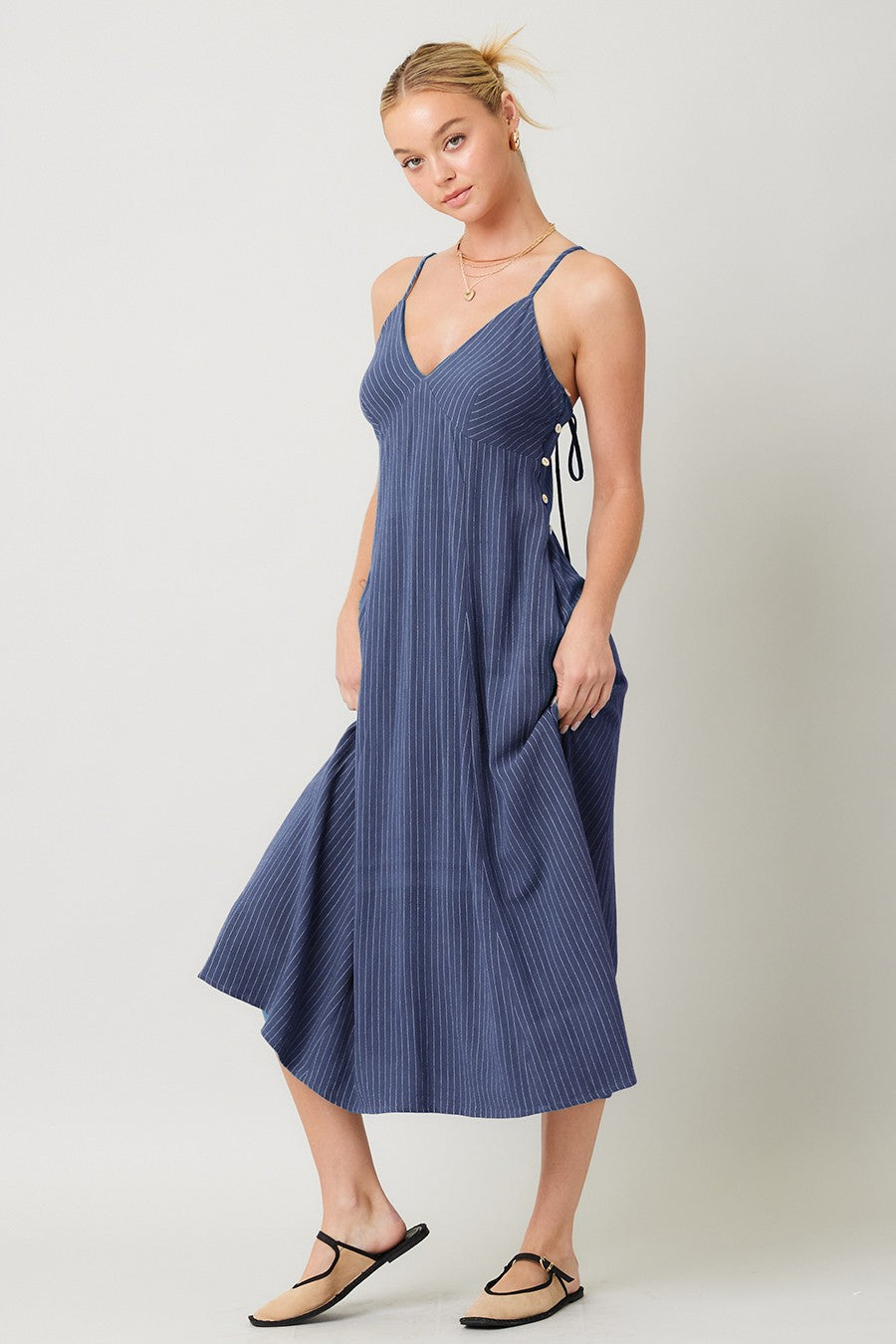 Oceanfolk Linen Midi Dress