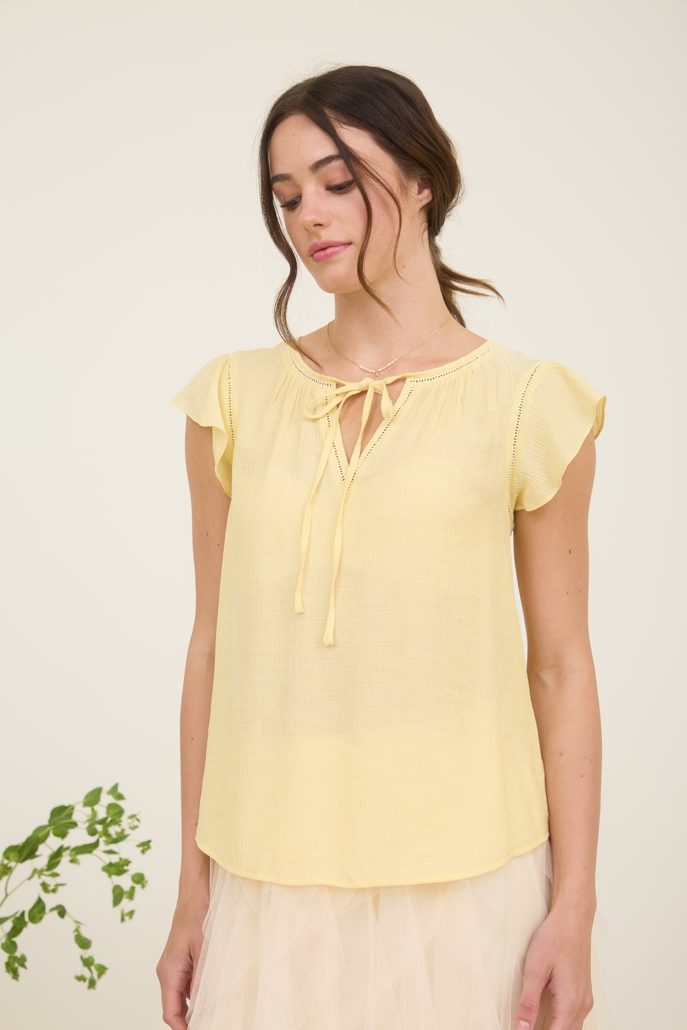 Buttercream Lace Trim Top