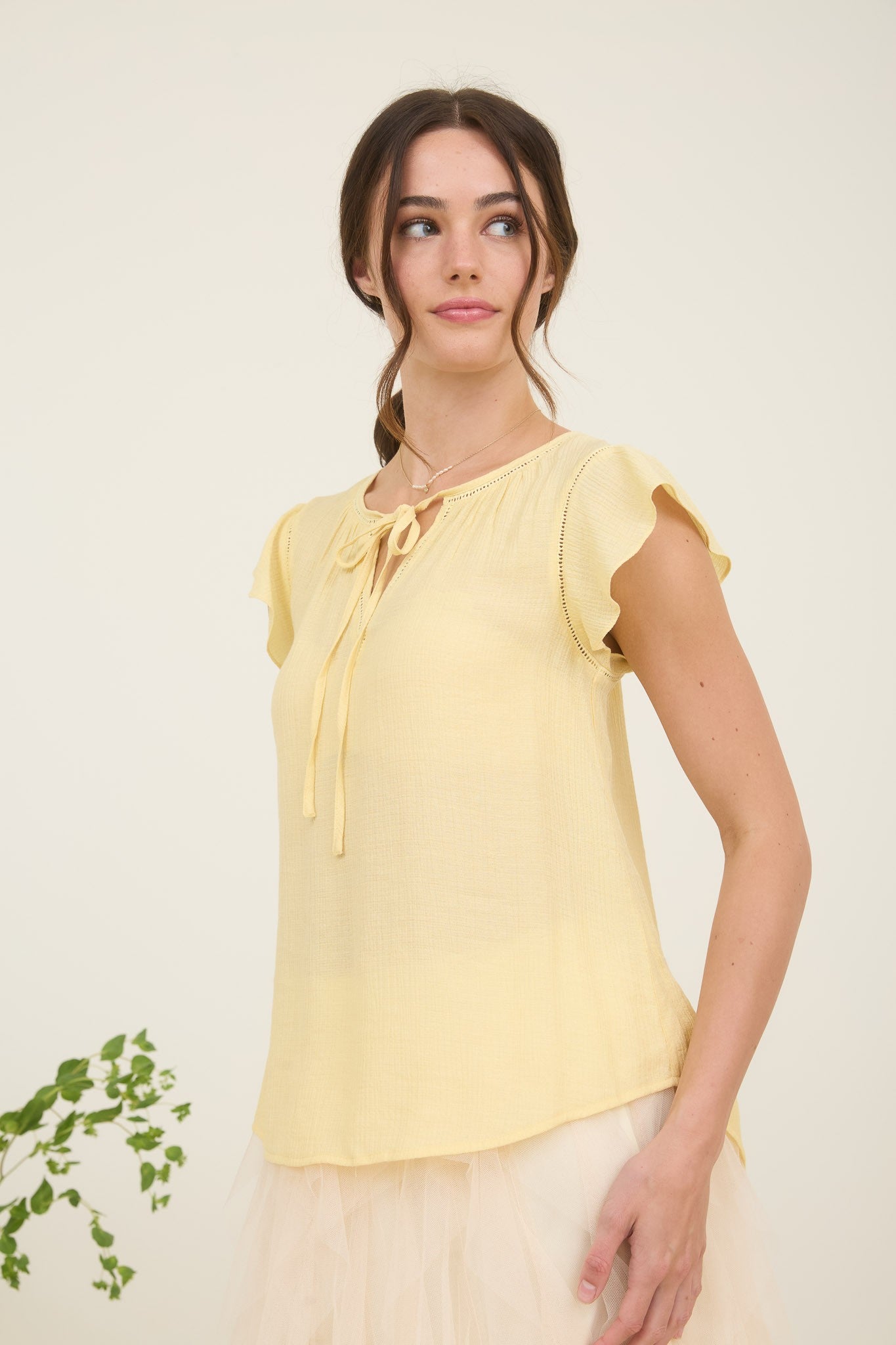 Buttercream Lace Trim Top