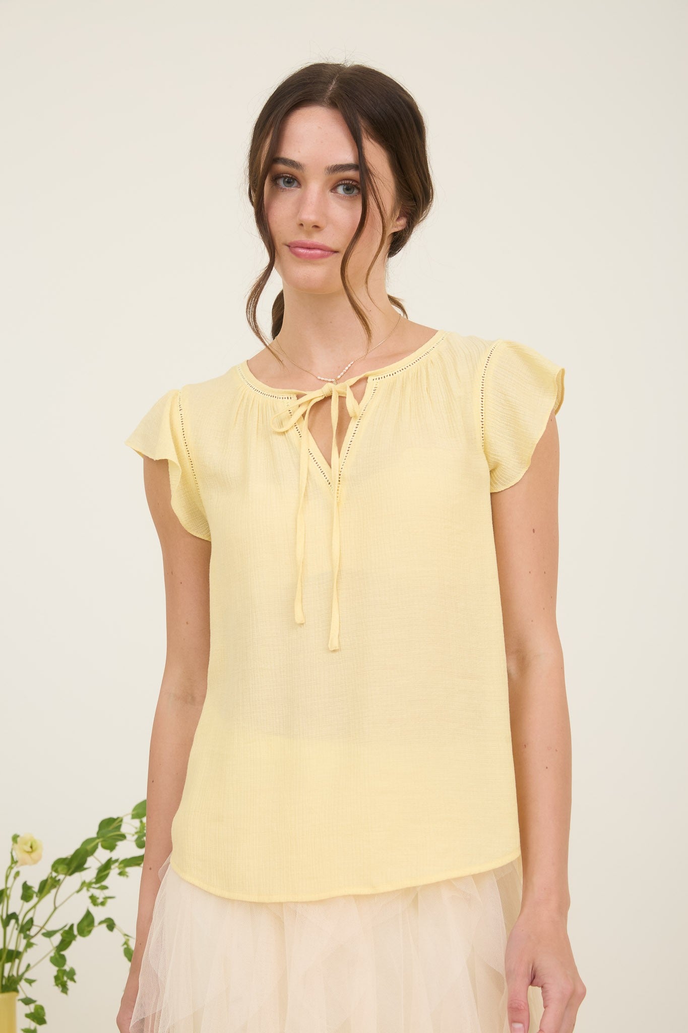Buttercream Lace Trim Top