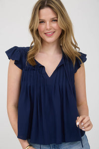 Ruffle & Ribbon Ruffle Sleeve Top