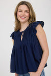 Ruffle & Ribbon Ruffle Sleeve Top