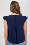 Ruffle & Ribbon Ruffle Sleeve Top
