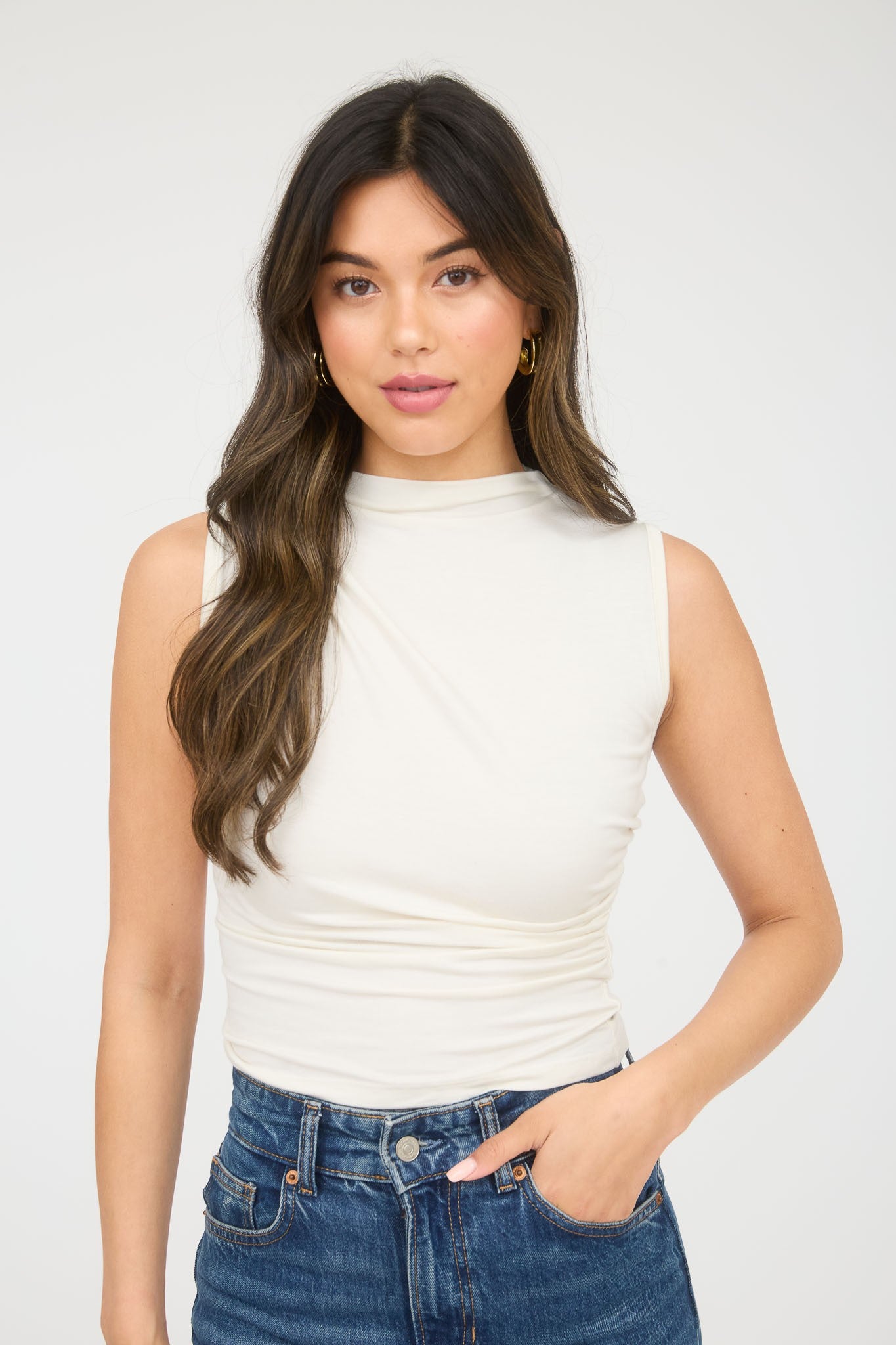Say Everything  Ruched Tank Top