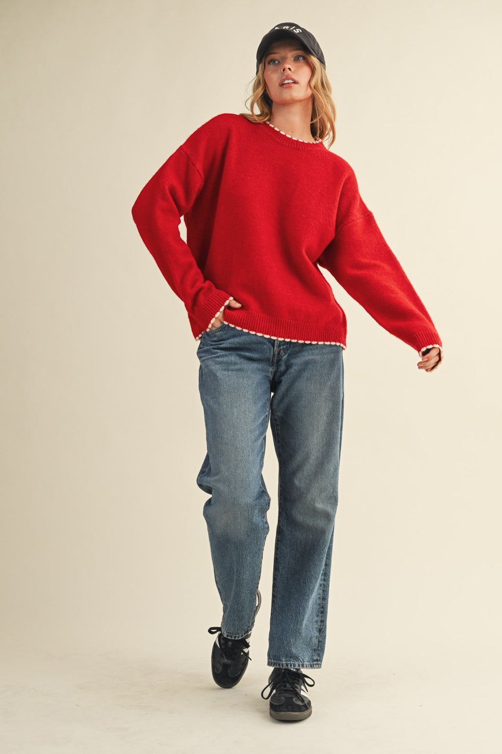 Harper Contrast Scallop Sweater Mila Scallop Knit