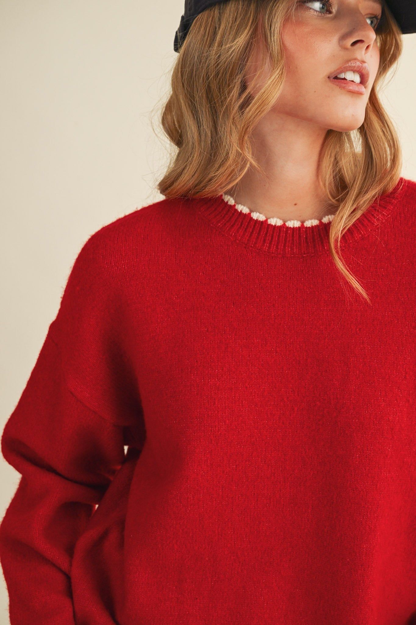 Harper Contrast Scallop Sweater Mila Scallop Knit