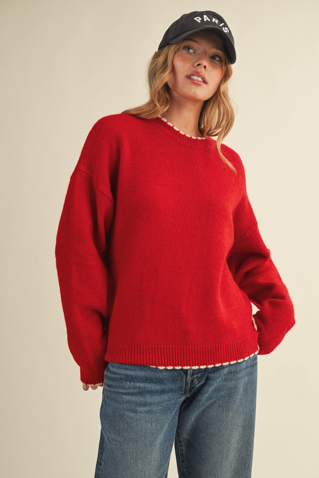 Harper Contrast Scallop Sweater Mila Scallop Knit
