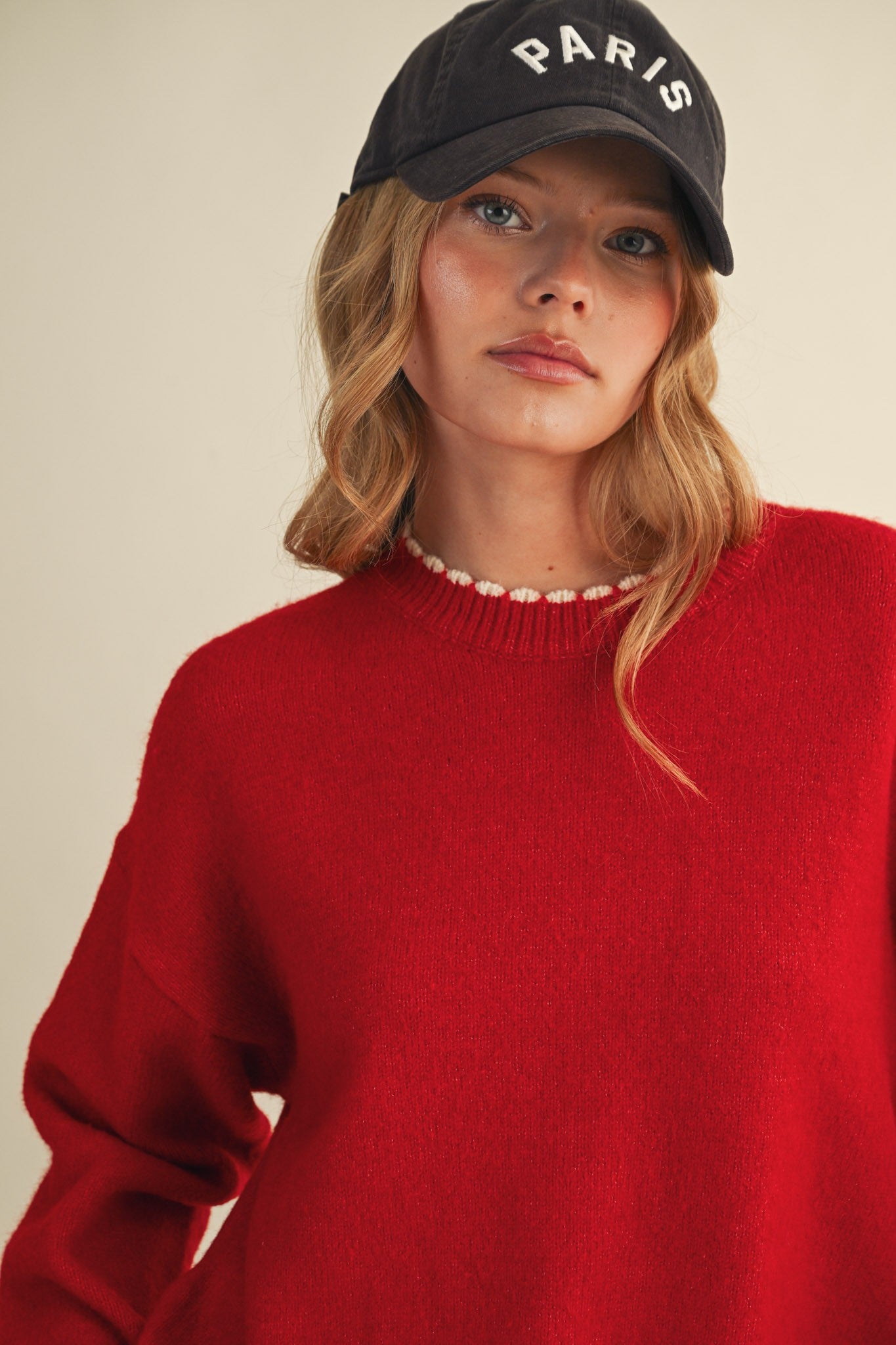 Harper Contrast Scallop Sweater Mila Scallop Knit
