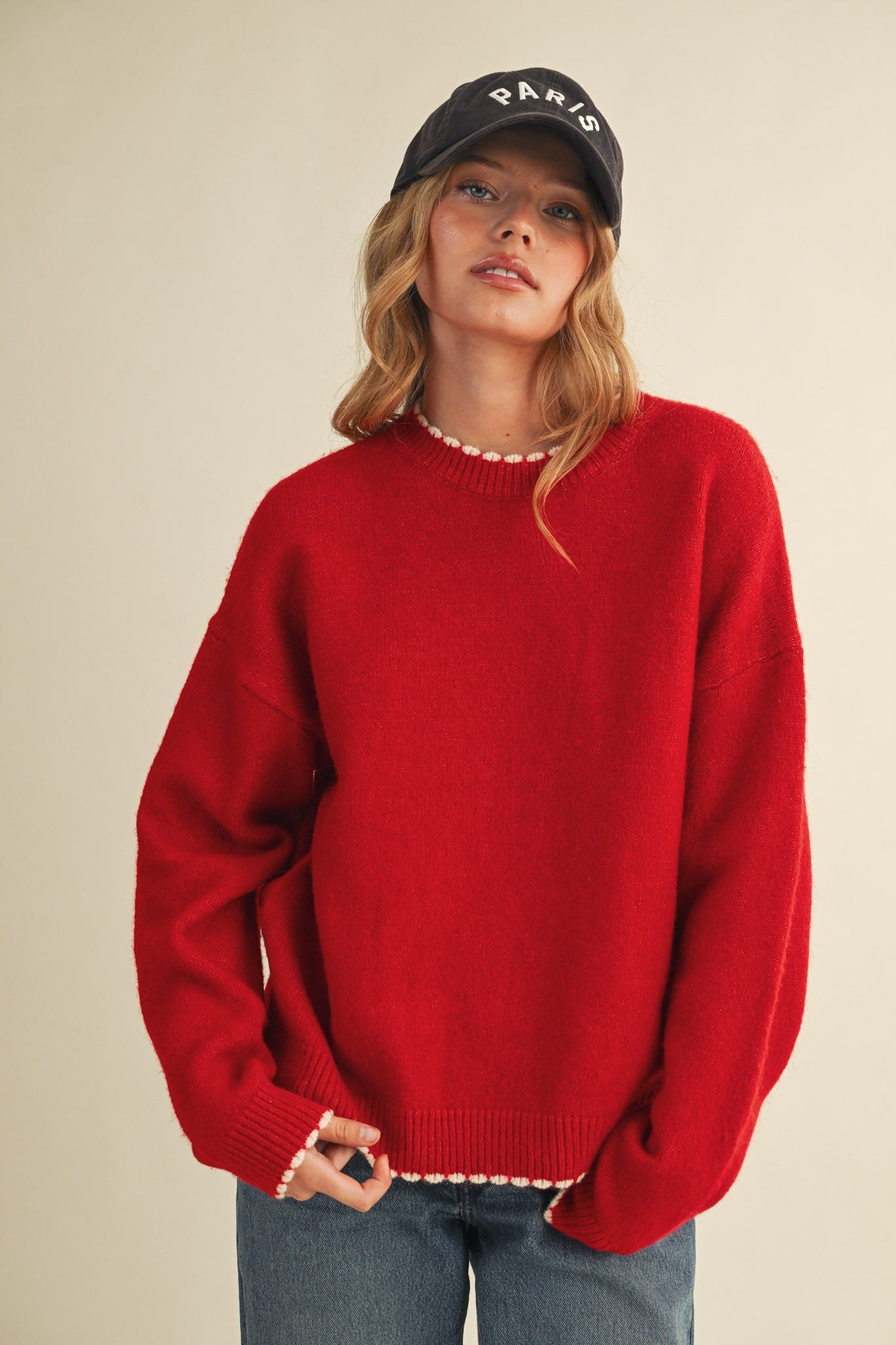Harper Contrast Scallop Sweater Mila Scallop Knit