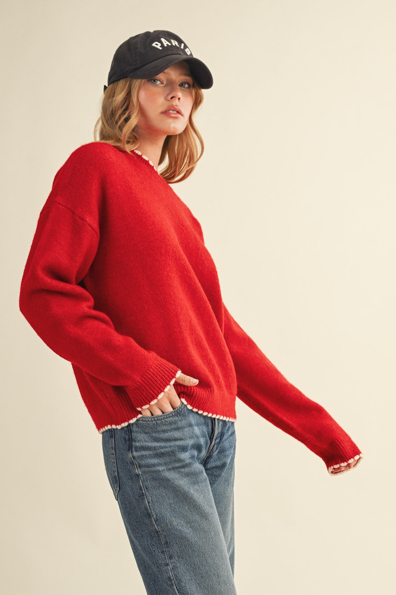 Harper Contrast Scallop Sweater Mila Scallop Knit