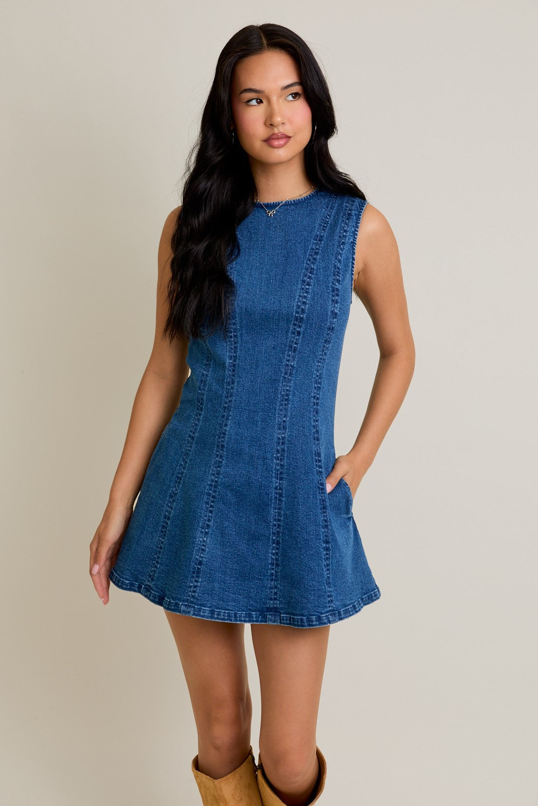 Soleil Sleeveless Denim Mini Dress