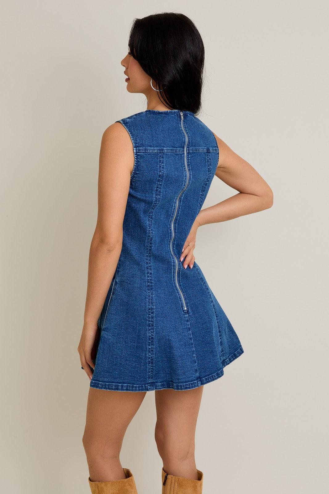 Soleil Sleeveless Denim Mini Dress