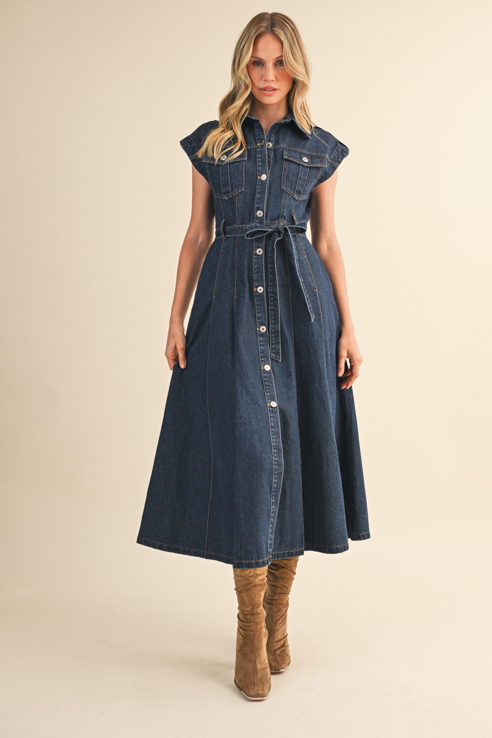 Bluebird Denim Midi Dress Brightside Boutique Bluebird Denim Midi Dress Brightside Boutique