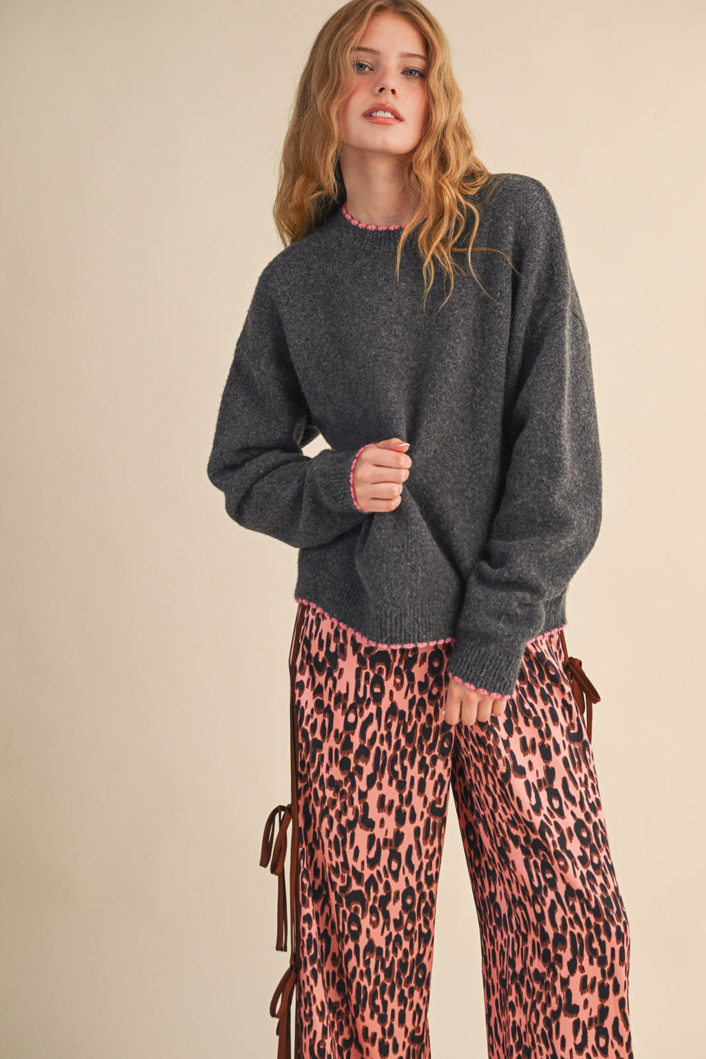 Harper Contrast Scallop Sweater Mila Scallop Knit