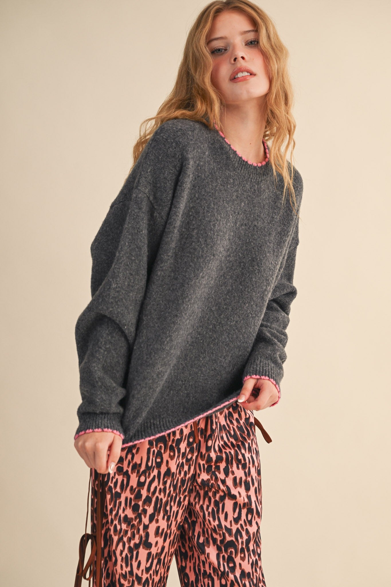 Harper Contrast Scallop Sweater Mila Scallop Knit