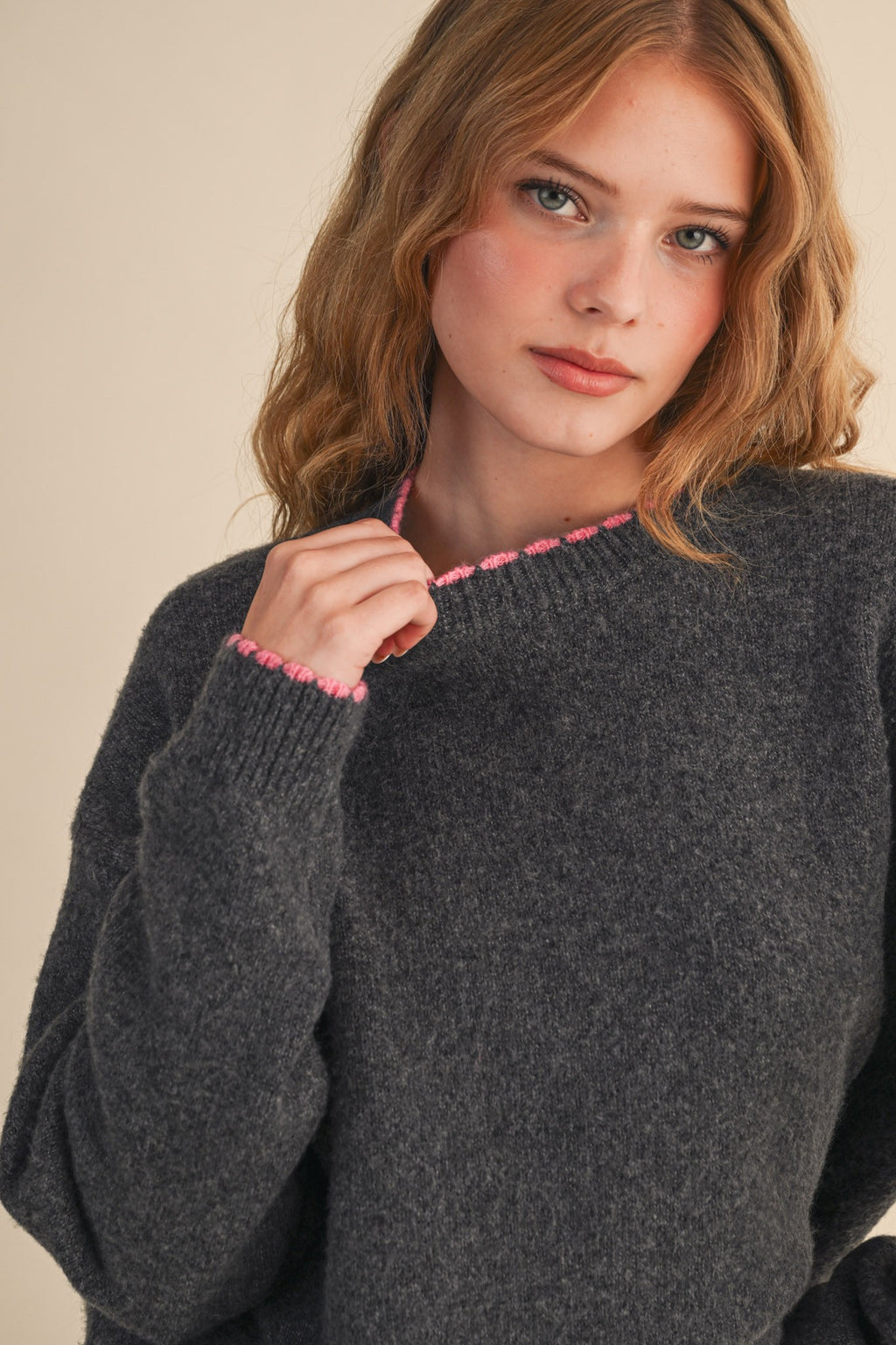 Harper Contrast Scallop Sweater Mila Scallop Knit