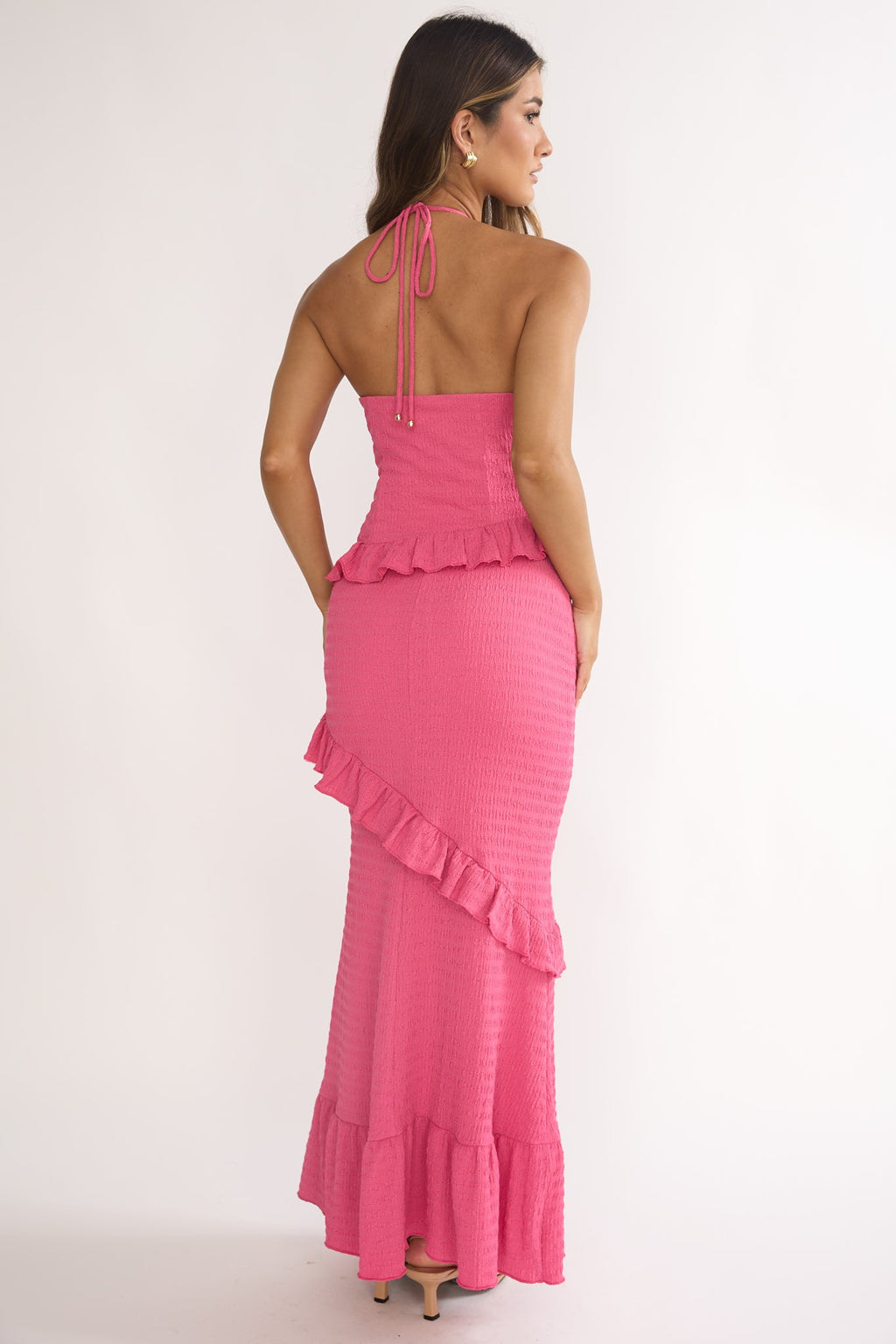 Petal Drift Crinkle Maxi Dress