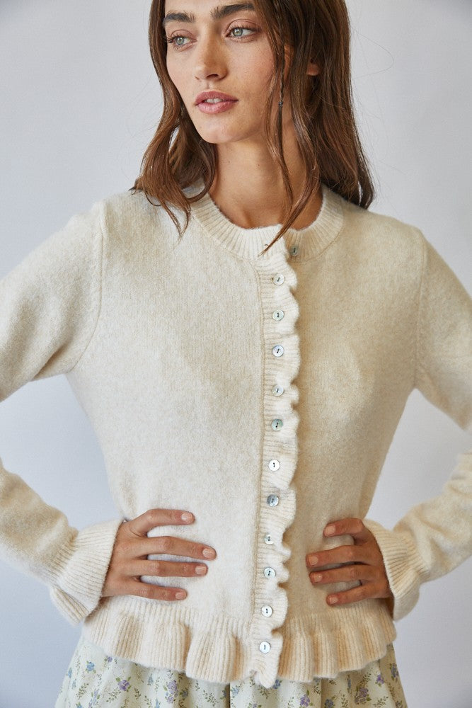 Ruffle Me Cozy Knit Cardigan