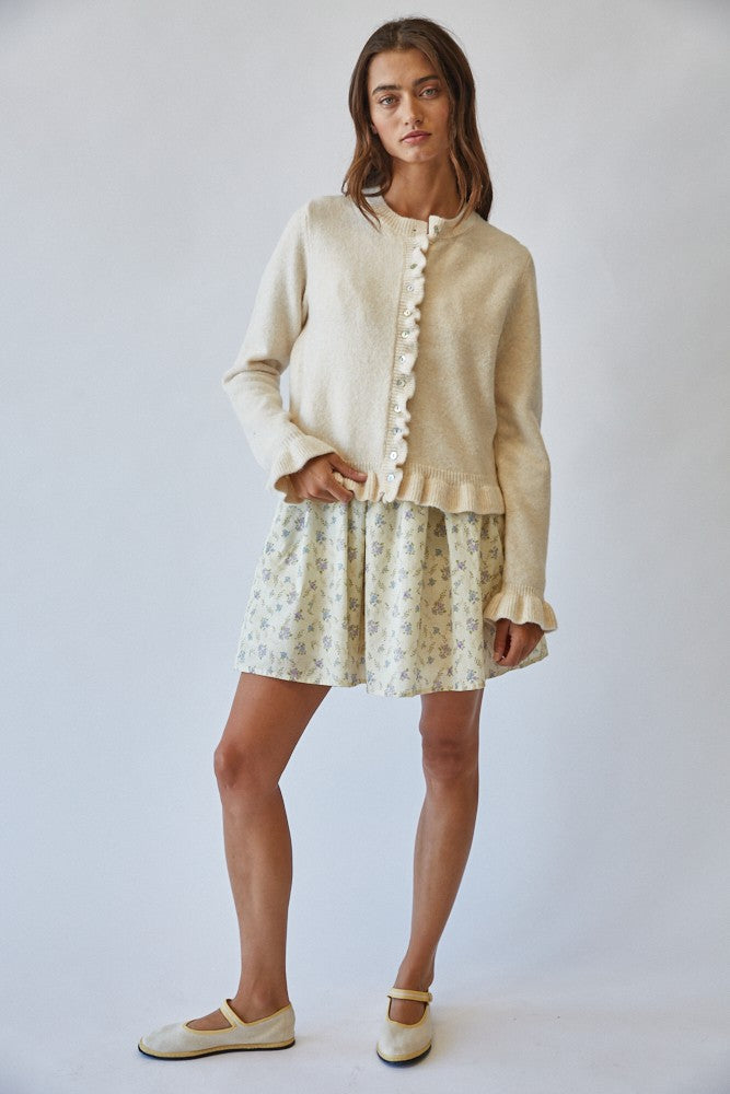 Ruffle Me Cozy Knit Cardigan
