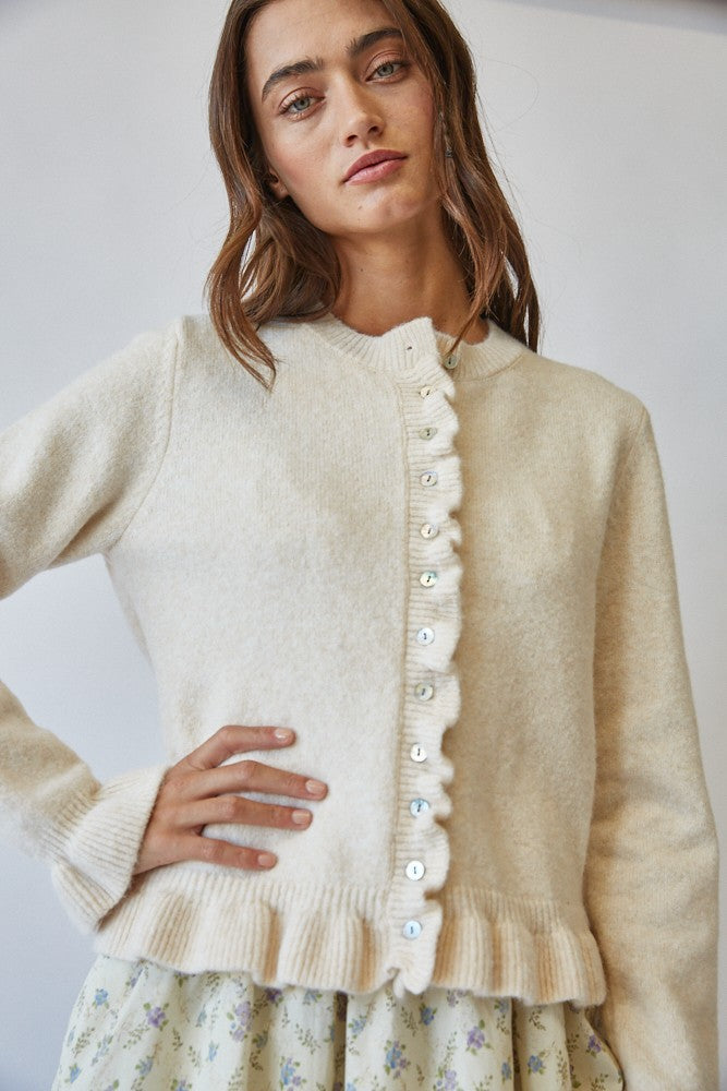 Ruffle Me Cozy Knit Cardigan