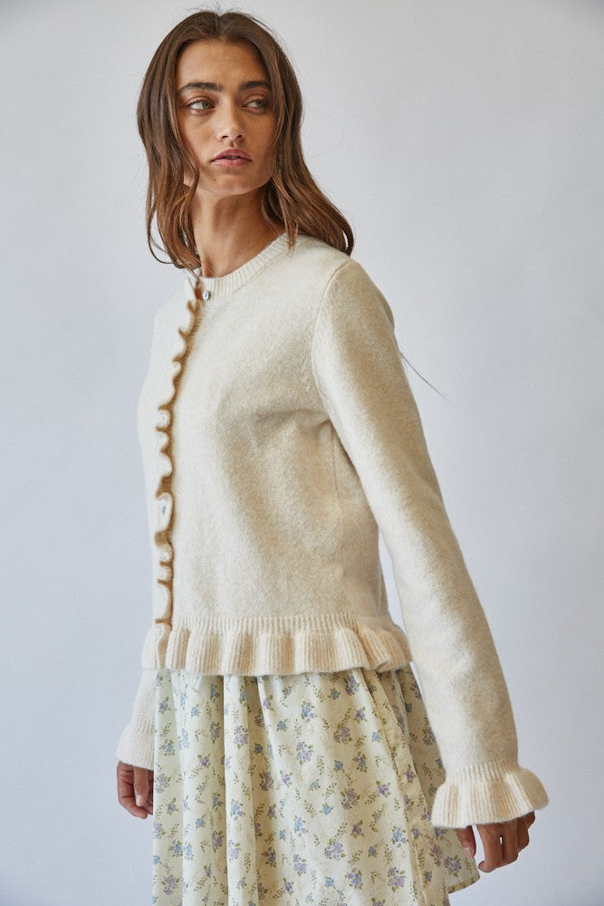 Ruffle Me Cozy Knit Cardigan