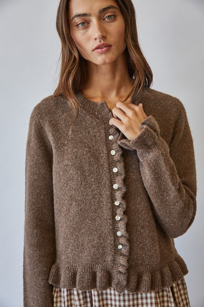 Ruffle Me Cozy Knit Cardigan