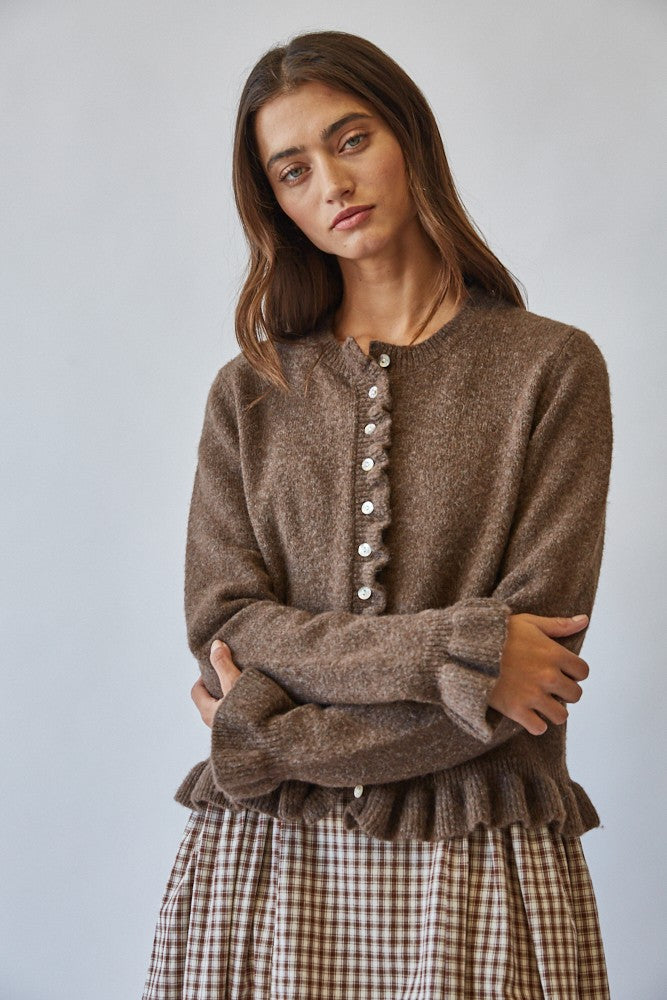 Ruffle Me Cozy Knit Cardigan
