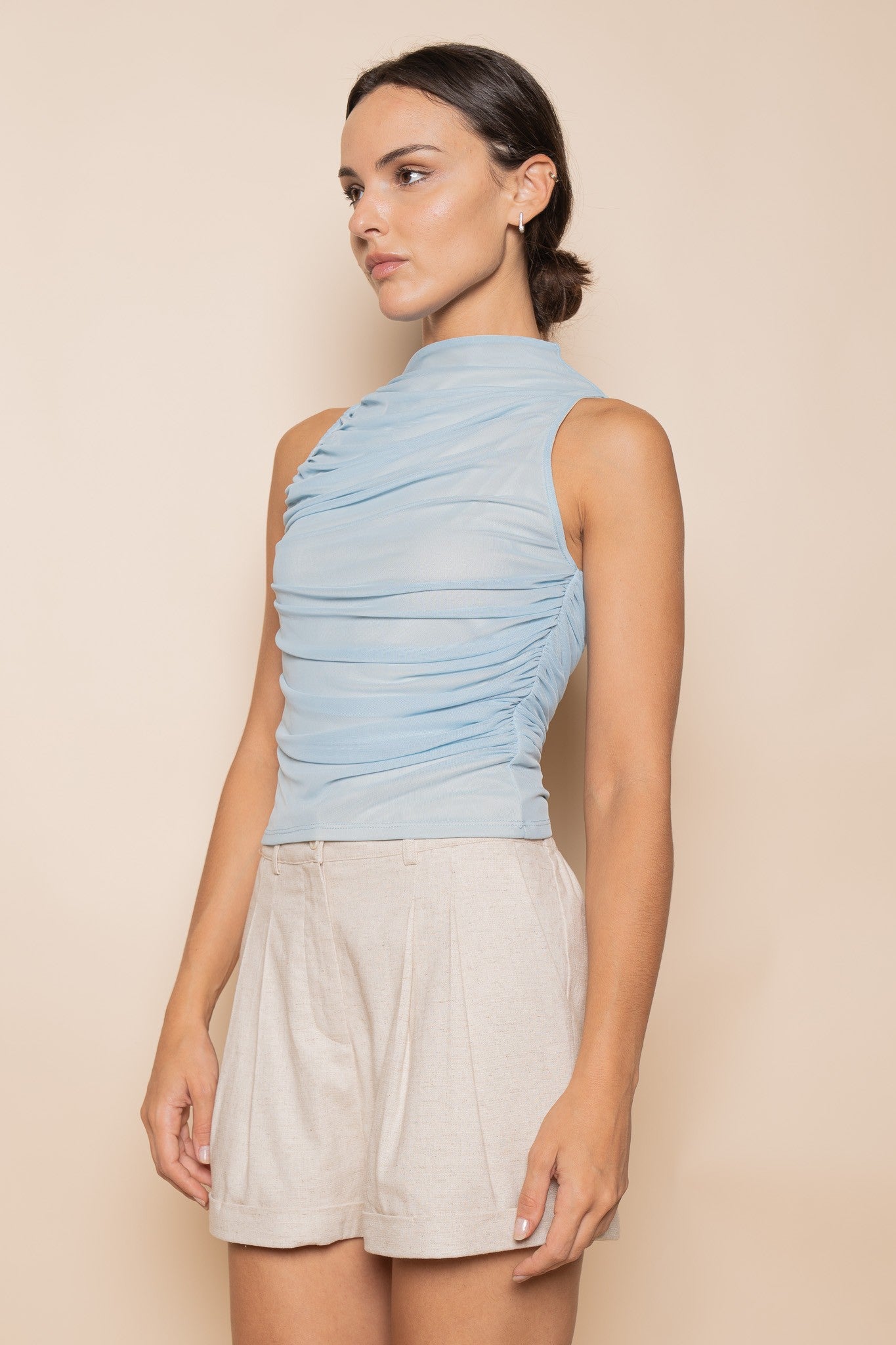 City Heat Ruched Mesh Tank Top
