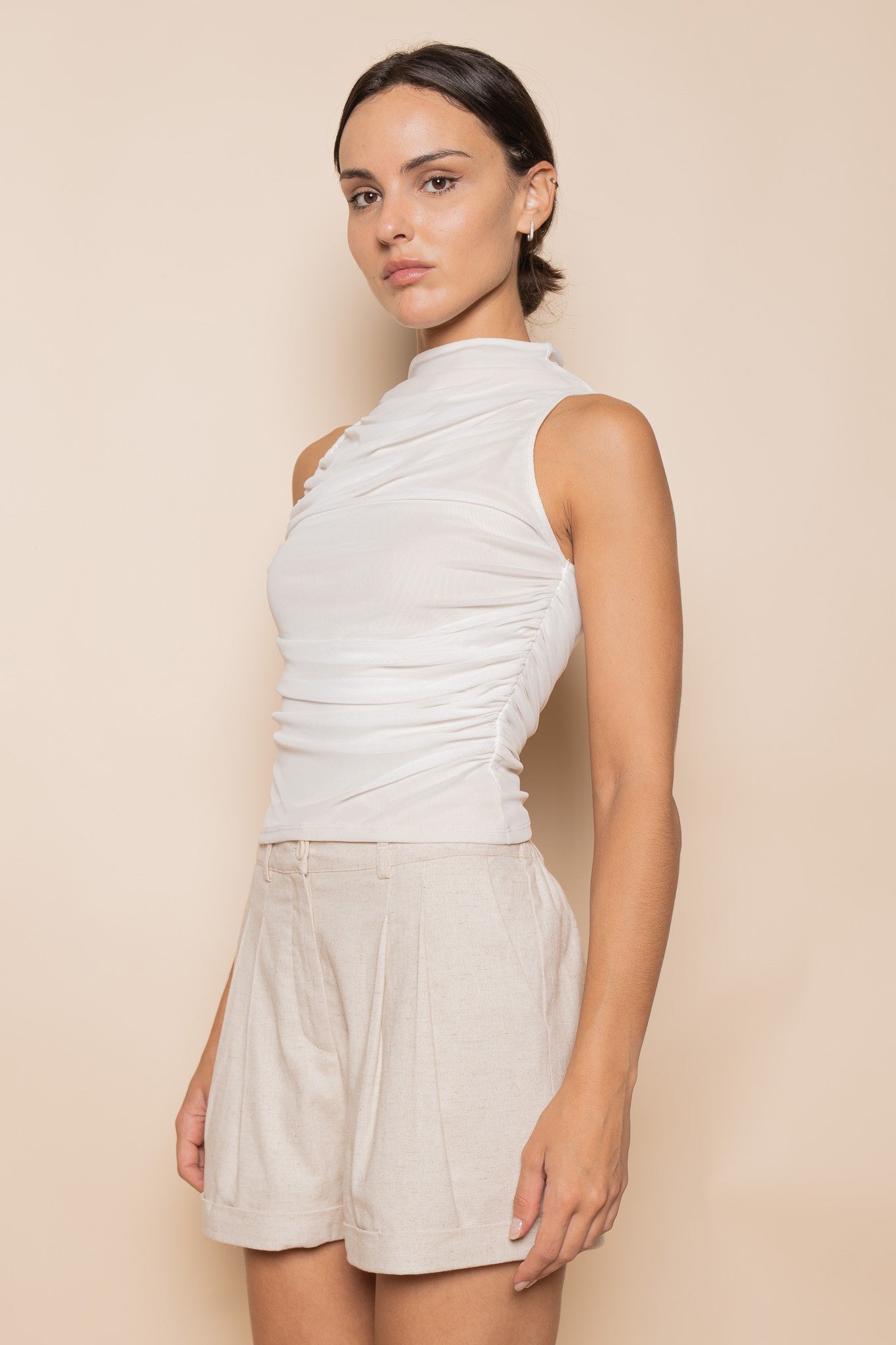 City Heat Ruched Mesh Tank Top