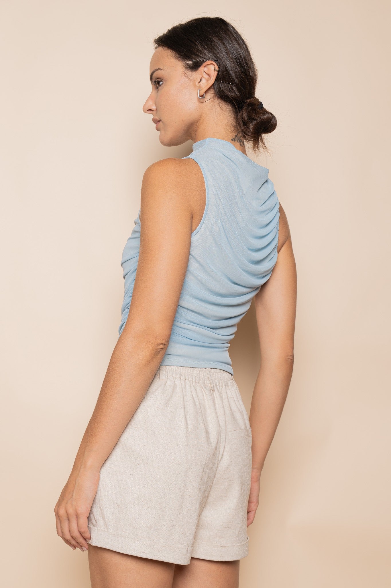 City Heat Ruched Mesh Tank Top
