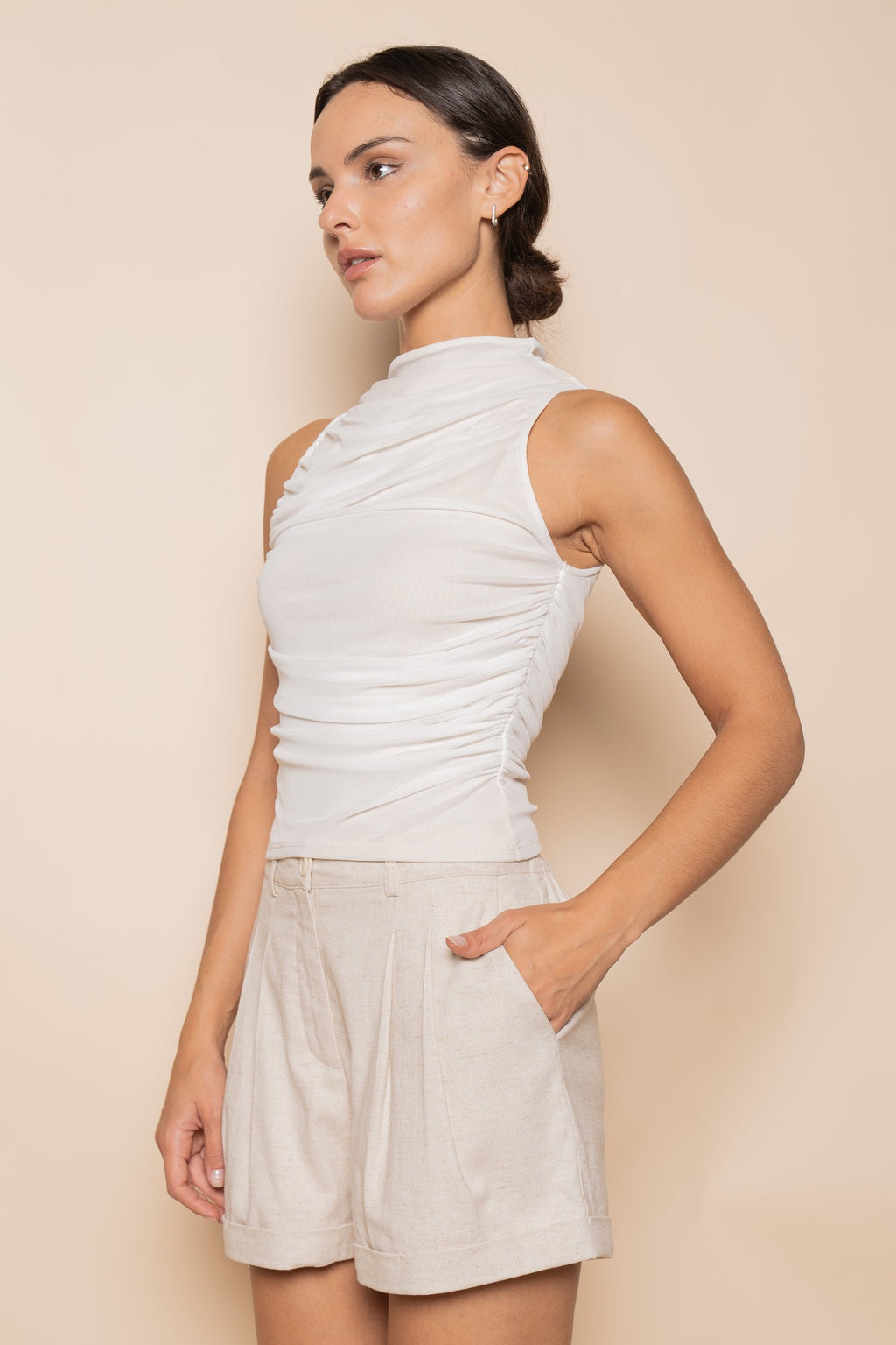 City Heat Ruched Mesh Tank Top