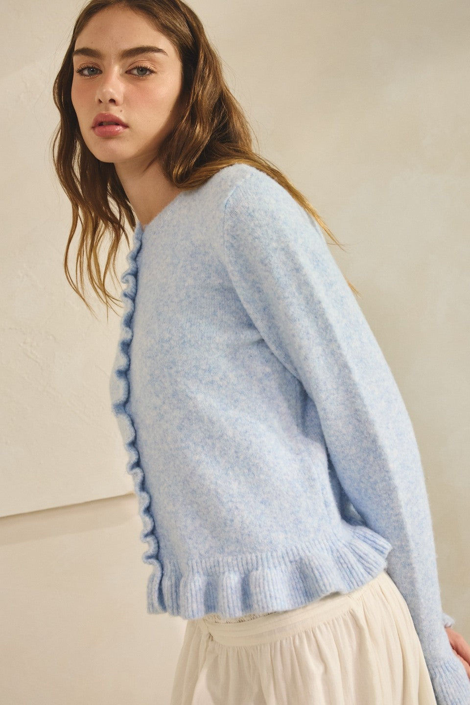 Ruffle Me Cozy Knit Cardigan