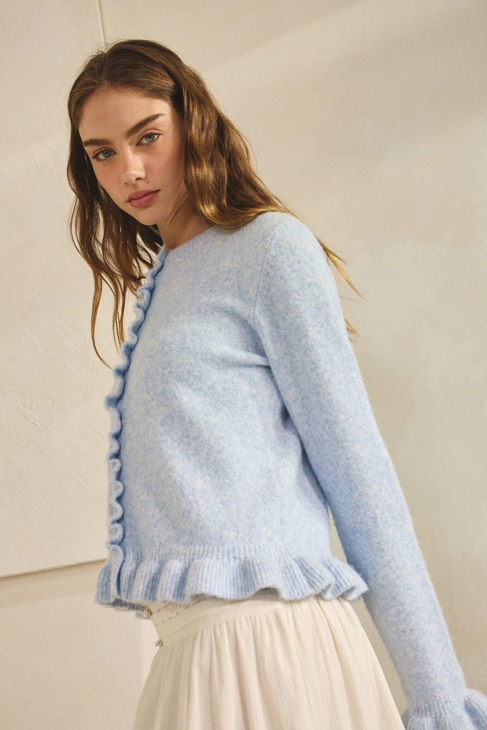 Ruffle Me Cozy Knit Cardigan